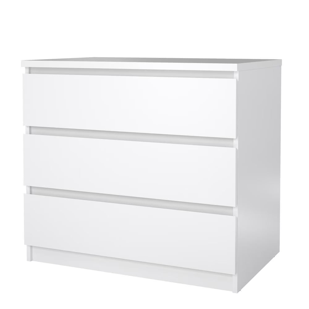 Tvilum Scottsdale 3 Drawer Chest Dresser for Adults, White High Gloss
