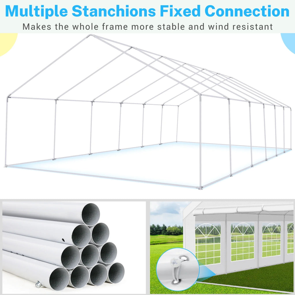 COBIZI 20'x 40' Large Heavy Duty Outdoor Canopy Party Tent & Carport, Upgraded Wedding Event Shelter Gazebo with 8 Removable Sidewalls, Big Tent for Birthday Party, Outdoor Event, Wedding, White