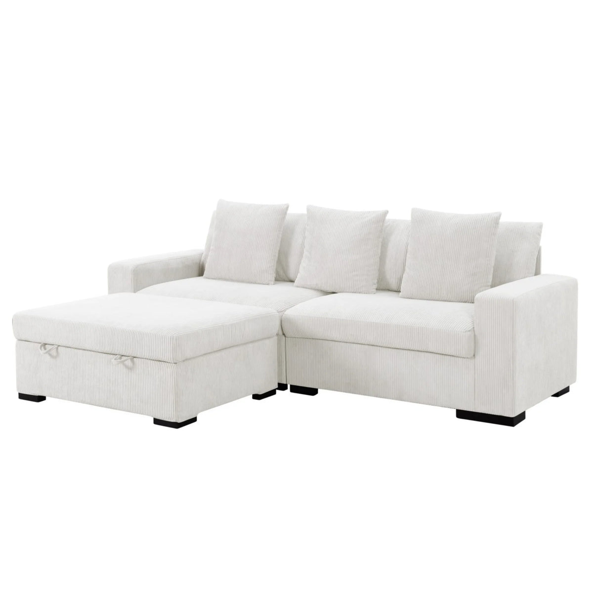 Gewnee 103.5-Inch Modular Corduroy Sofa Set with Solid Wood Legs, High-Density Foam, Suitable for Living Room/Bedroom/Office