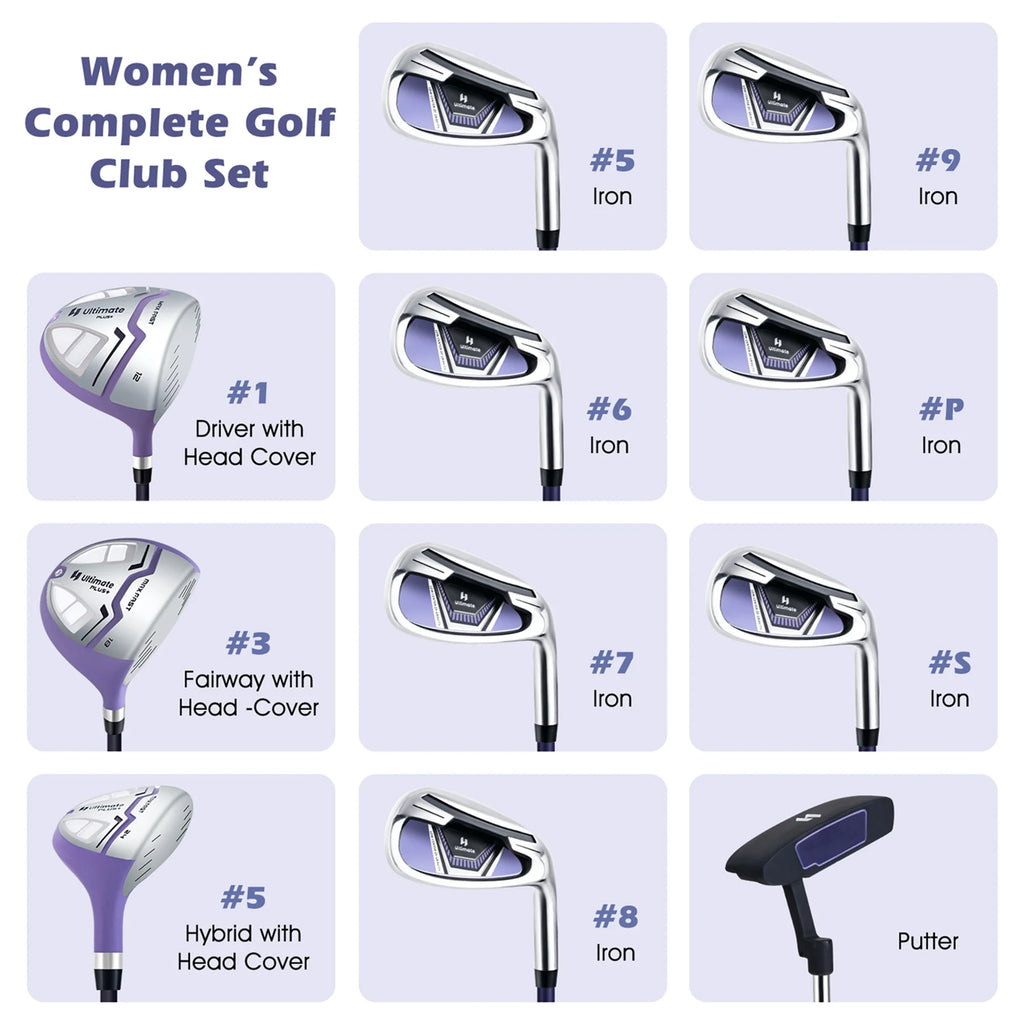 Ultimate Women’s Complete Golf Club Set Golf Club Package Set w/ Rain Hood, Right Hand Purple