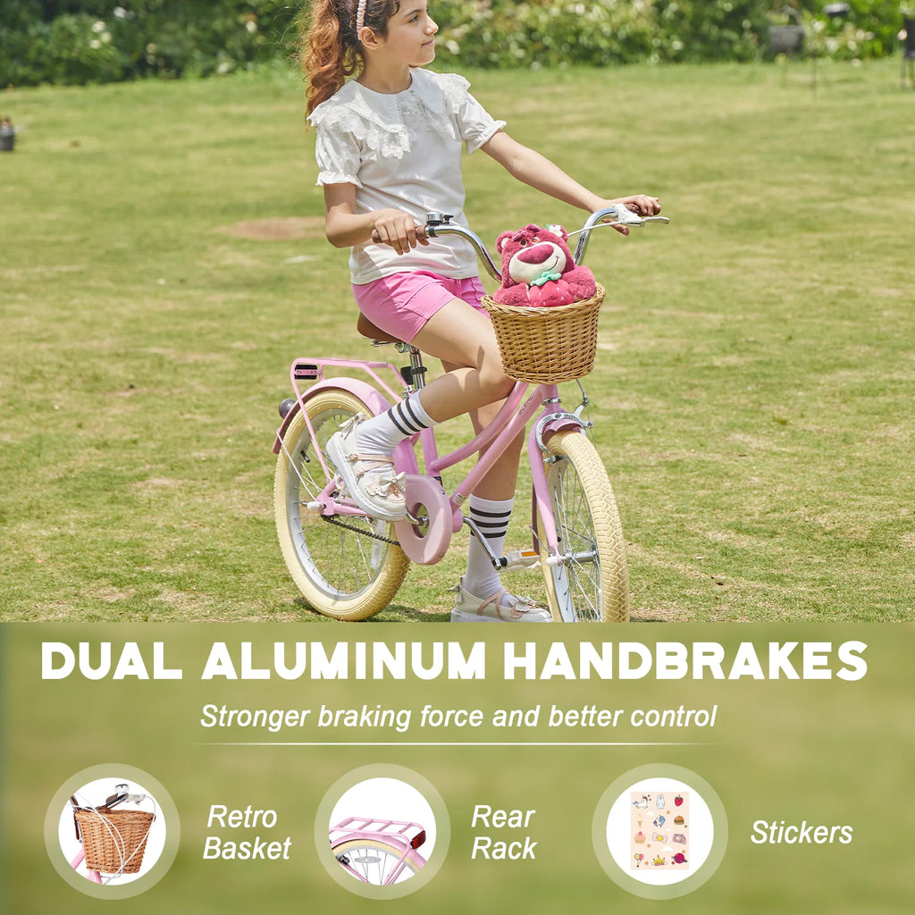 Glerc Missy 24" Girls Cruiser Bike 6-Speed Women's Hybird Bicycle for Ages 7-11 Years, Mint Green