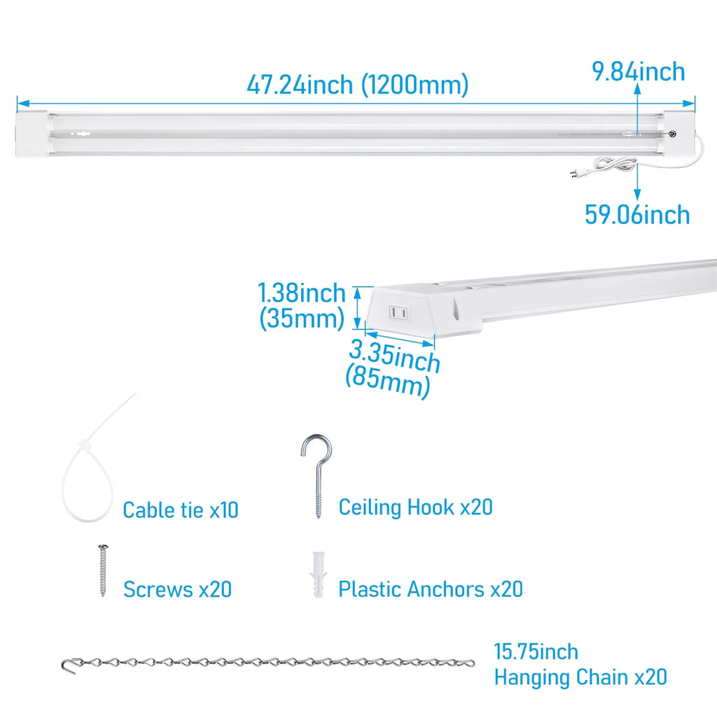 10 Pack Linkable LED Shop Light 4ft, 5000K Daylight, LED Shop Light for Garage
