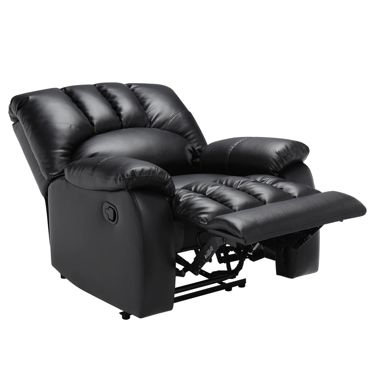 Mainstays Recliner, Full-Reclining, Black Faux Leather Upholstery