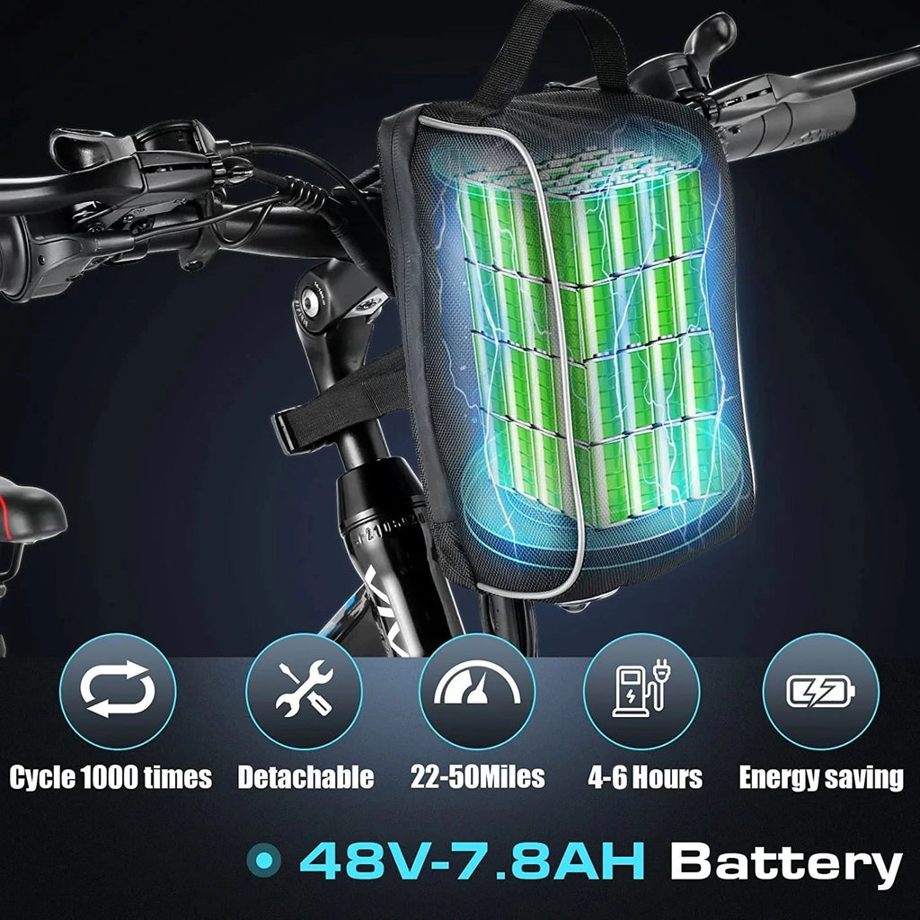 Vivi Electric Bike for Adults 26" Folding Electric Bike 500W Electric Mountain Bike 20MPH Full Suspension Electric Bike  with Cruise Control Up to 50 Miles