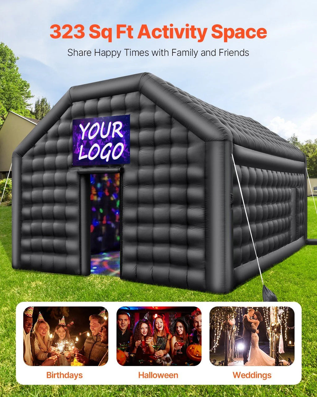 Portable Inflatable Nightclub - 16.4FT Wide Blow Up Party Tent with Glow Lights for DJ Parties