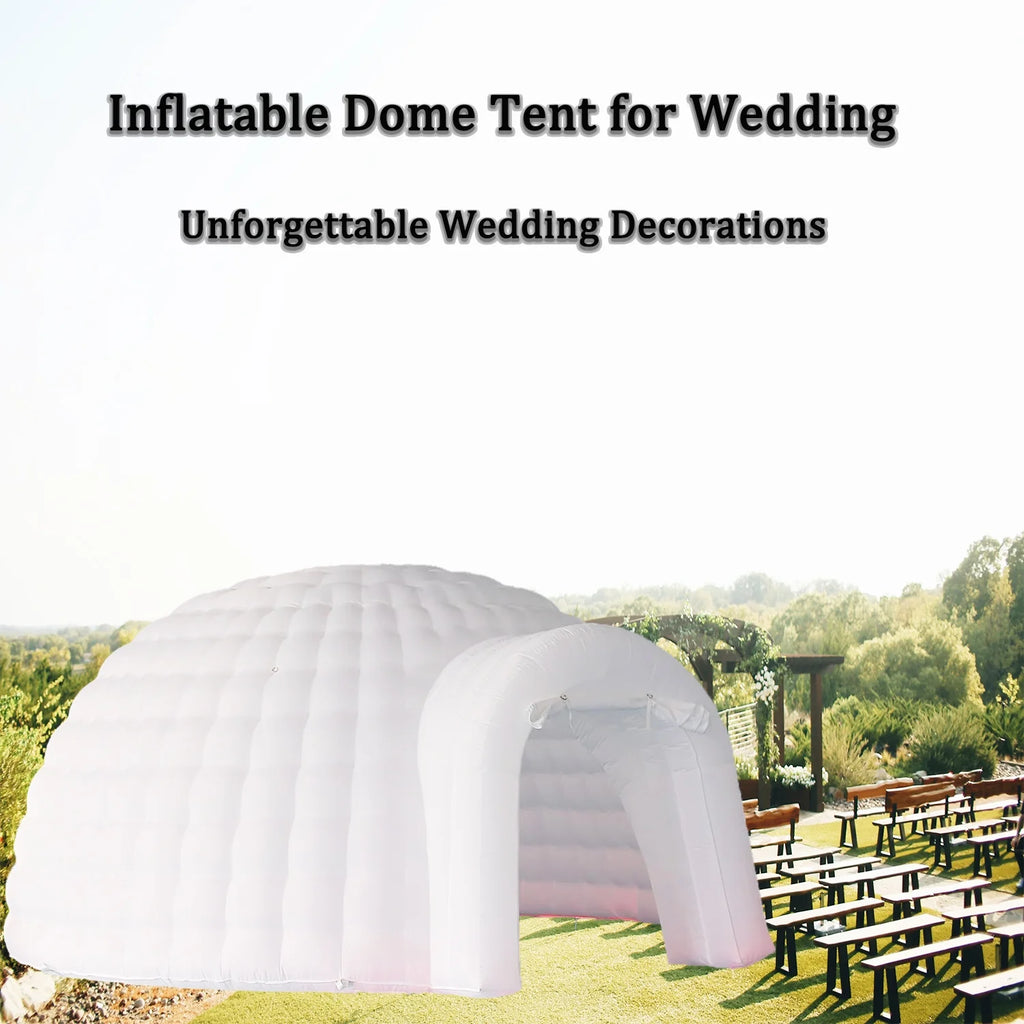 SAYOK 16.4ft Inflatable Igloo Dome Tent with LED Lgith Protable White Nightclub Tent for Party Wedding Event
