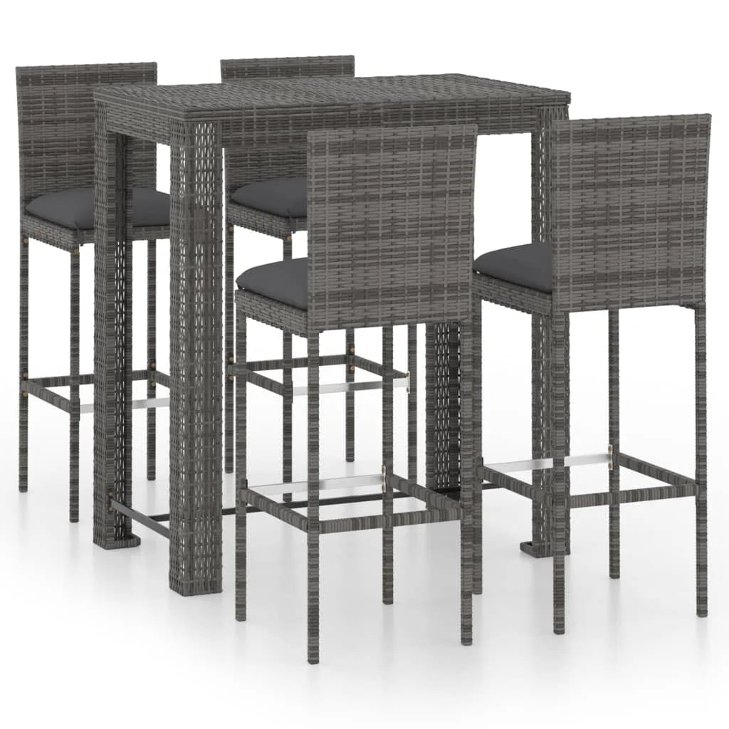 vidaXL Patio Bar Set Outdoor Bistro Set Bar Stool Bistro Table Poly Rattan