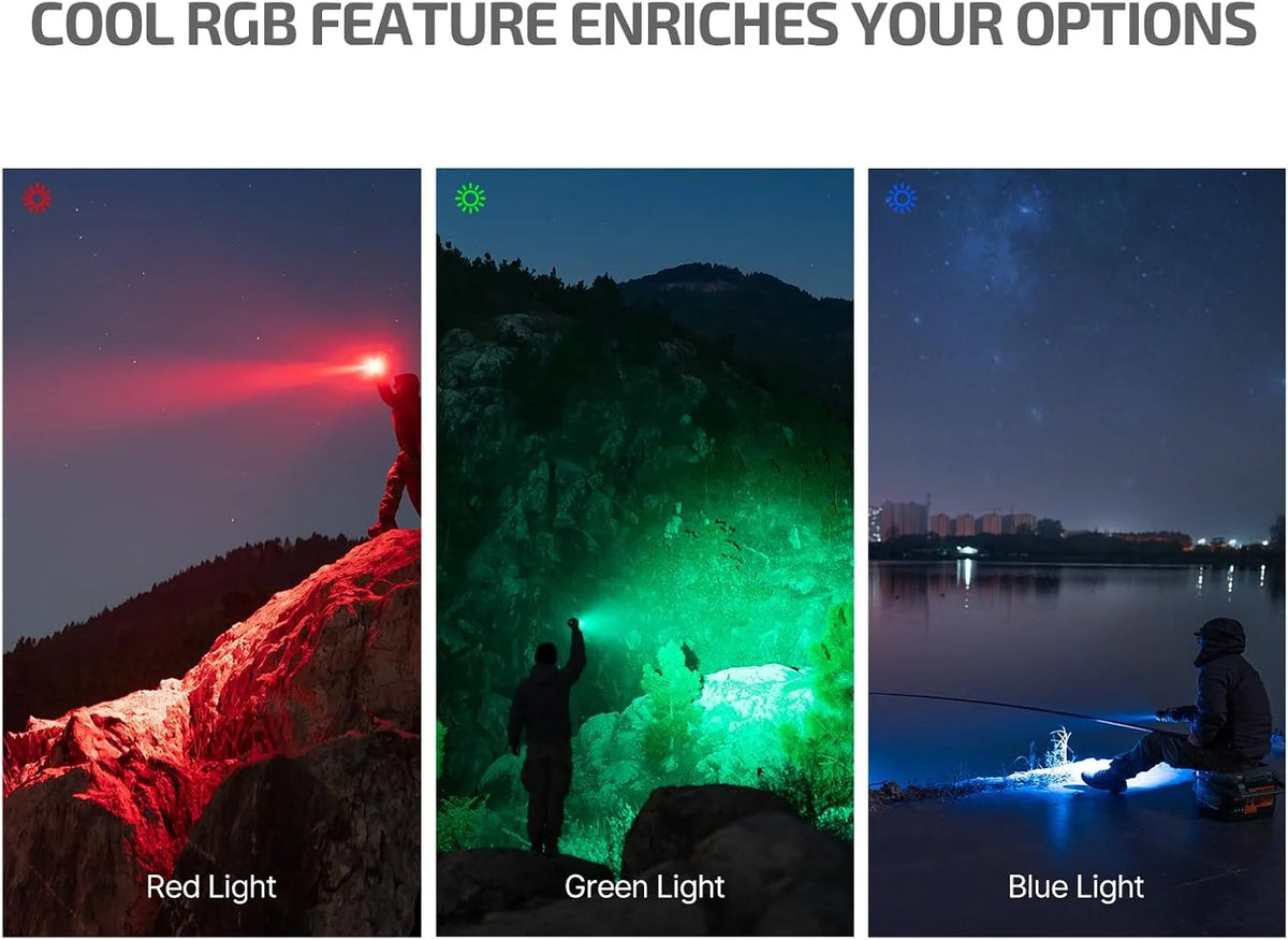 OLIGHT Marauder Mini 7,000 Lumens Bright Flashlight with 600 Meters Beam Distance, Powerful RGB Lights, Magnetic Rechargeable for Outdoors Work, Hunting, and Searching(Black)