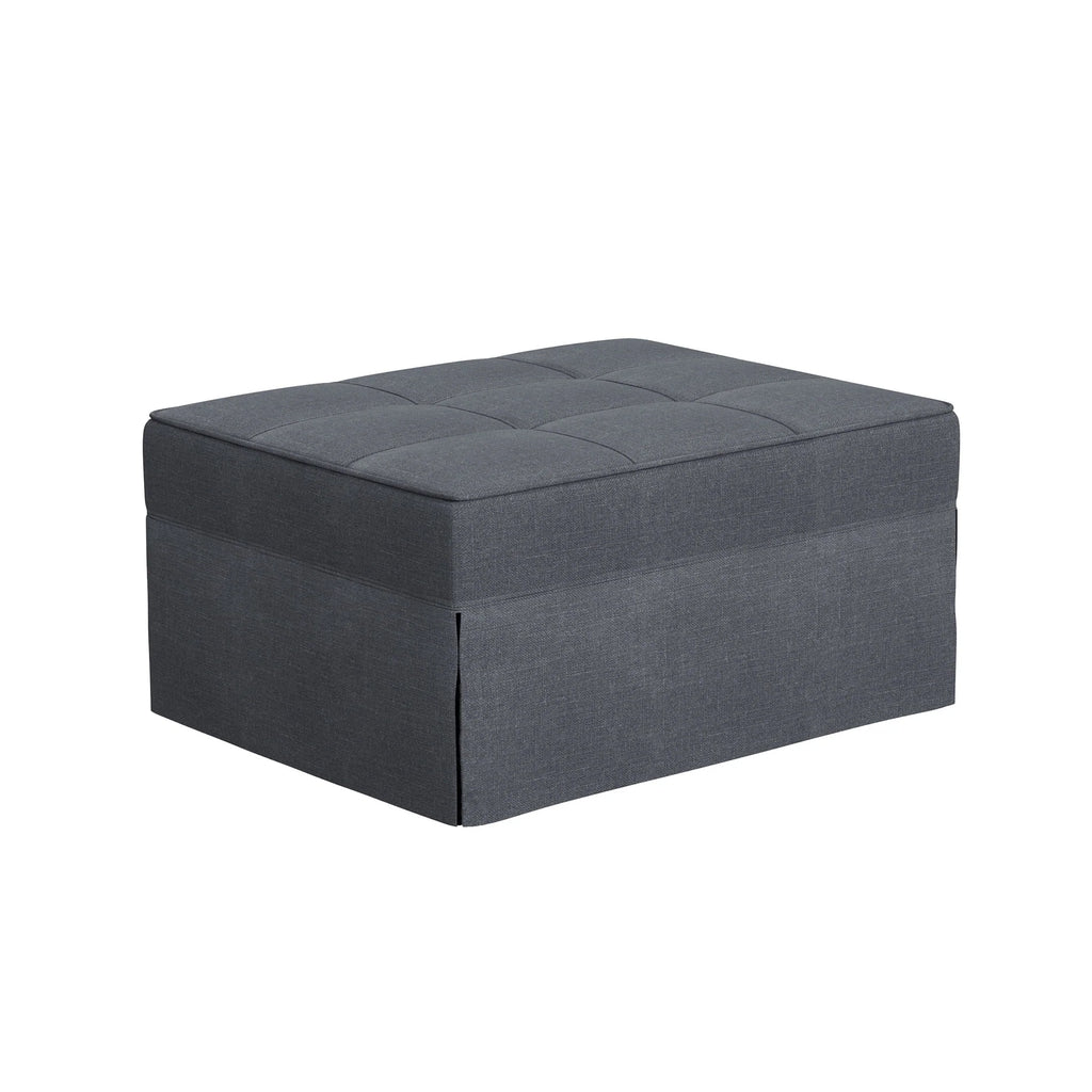 Aukfa 36" Wide Folding Chaise Futon Convertible Sofa Bed, Ottoman, Adjustable Backrest, Linen, Gray