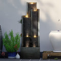 4-Tier Water Fountain with LED Lights  - 50.7" H Waterfall Fountain Indoor Outdoor Water Feature for Home, Patio, Garden