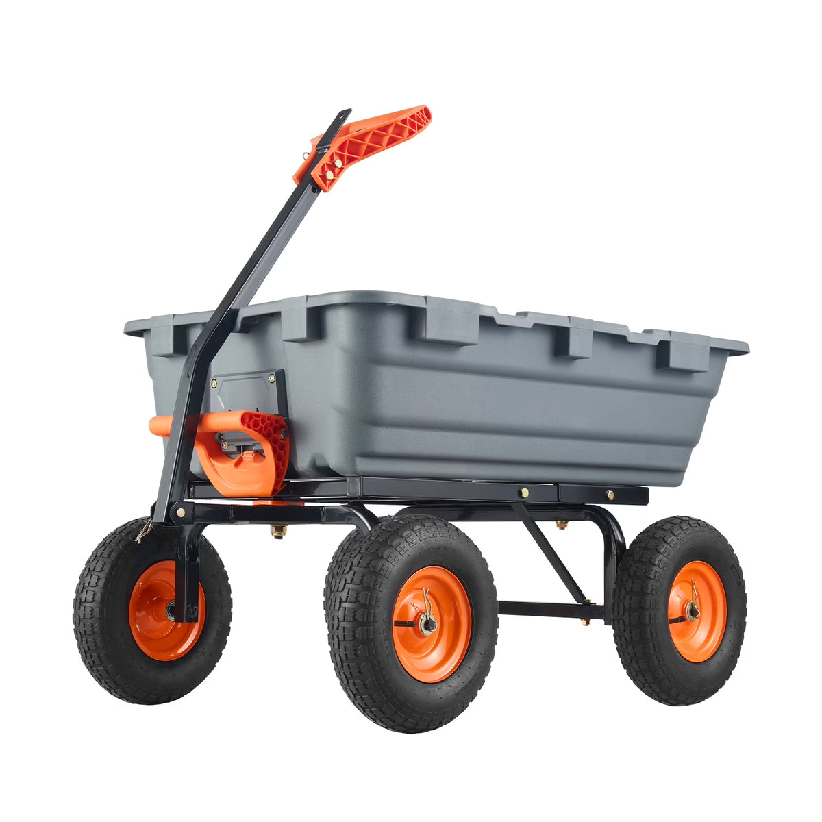 KFFKFF Garden Dump Cart, 35.8x19.5x8.2 in Dump Truck Cart, Max. 600lbs Load Capacity, 10in Rubber Tire, 180�� Adjustable Handle