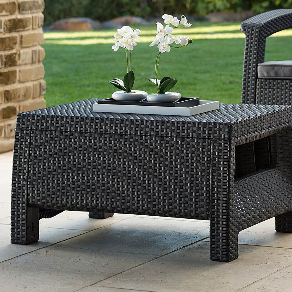 Keter Corfu All Weather Resin 4 Piece Patio Conversation Set, Graphite
