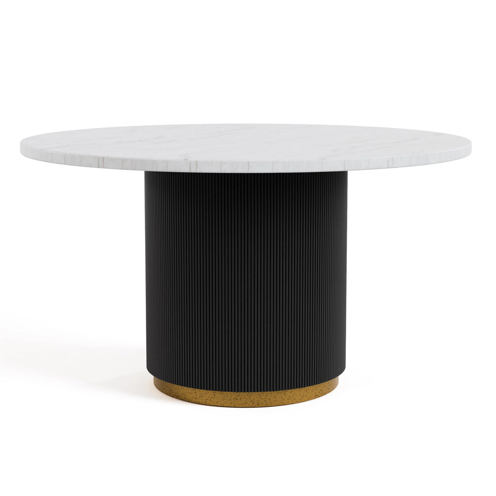 Furniture of America Jaine 54" Round Indoor Dining Table, Black and White