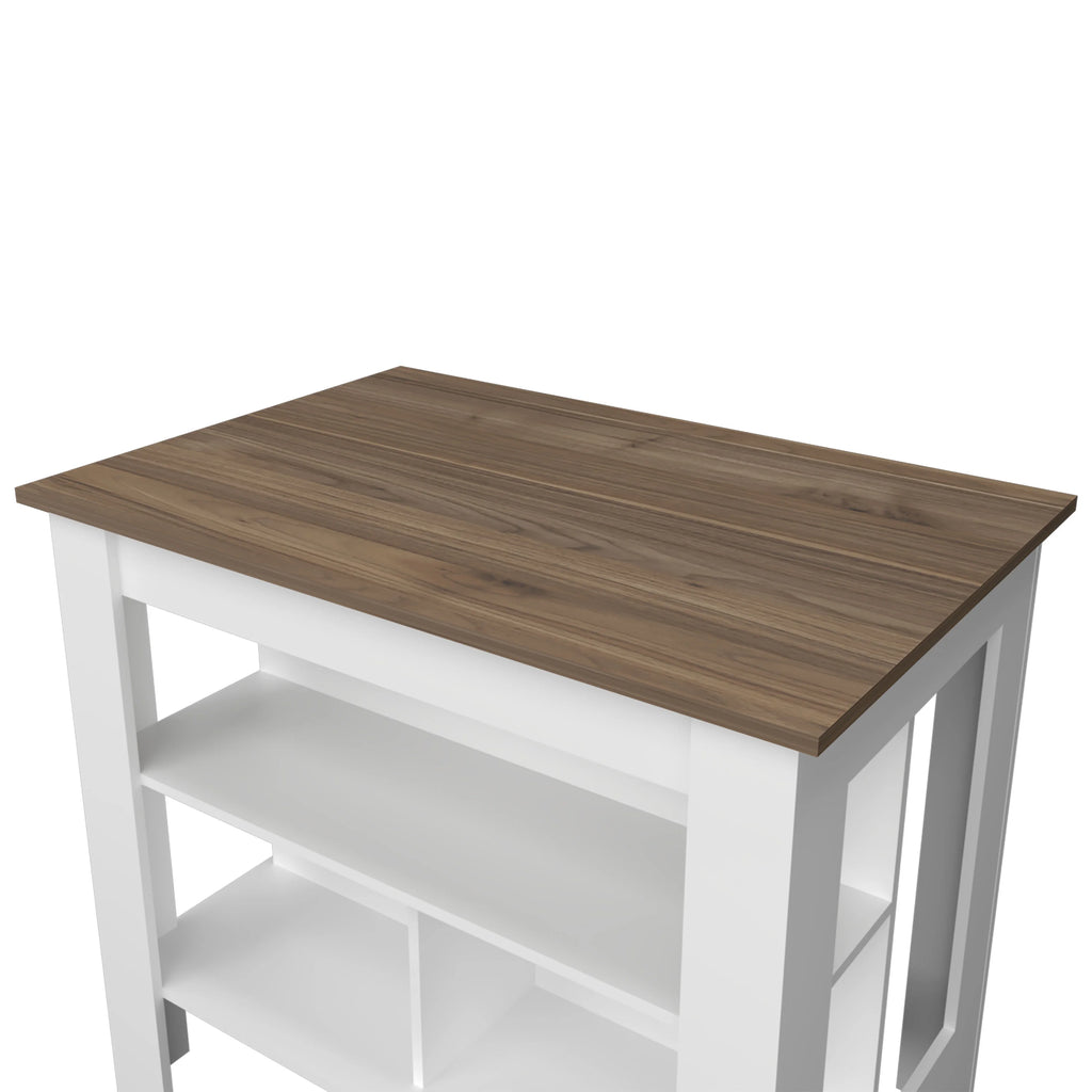 Cterwk Kitchen Island with Open Storage Shelf, Perfect for Living Room, Dining Room, Kitchen, Beige + White