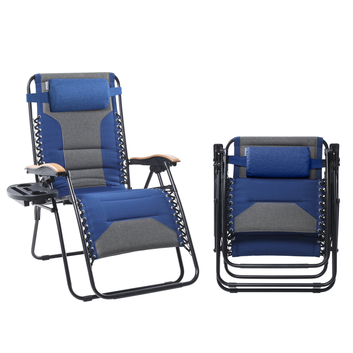 Sophia&William 2 Pieces Outdoor Oversized Padded Zero Gravity Chairs - Grey