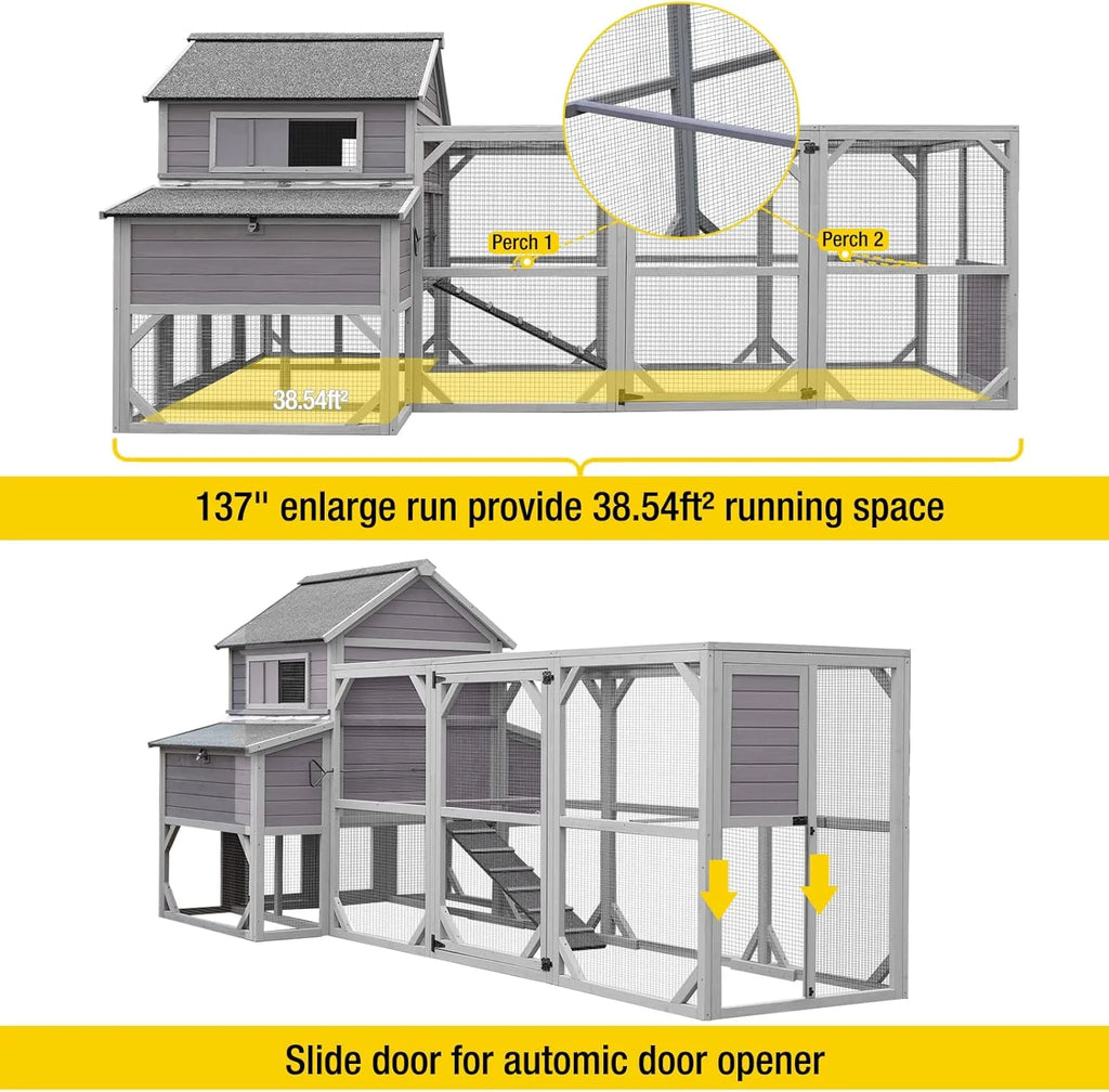 Aivituvin Chicken Coop Extra Large Chicken House Outdoor Poultry Cage for 8-10 Chickens