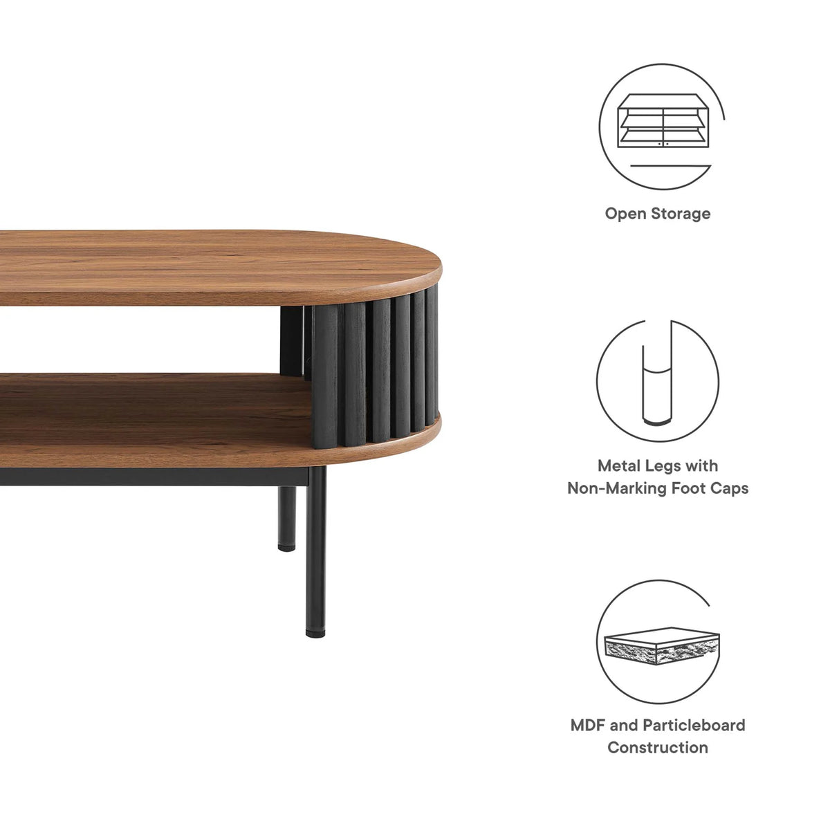 Modway Fortitude Wood Coffee Table in Walnut Black