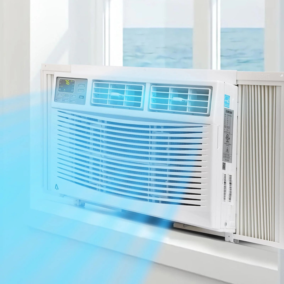 12000btu Window Air Conditioner With Wi-fi Enabled, Remote Control, Cooling Up To 550sq.ft, 115v Wall Mounted Window Ac Units For Rooms, Dehumidifier, Fan, Reusable Filter