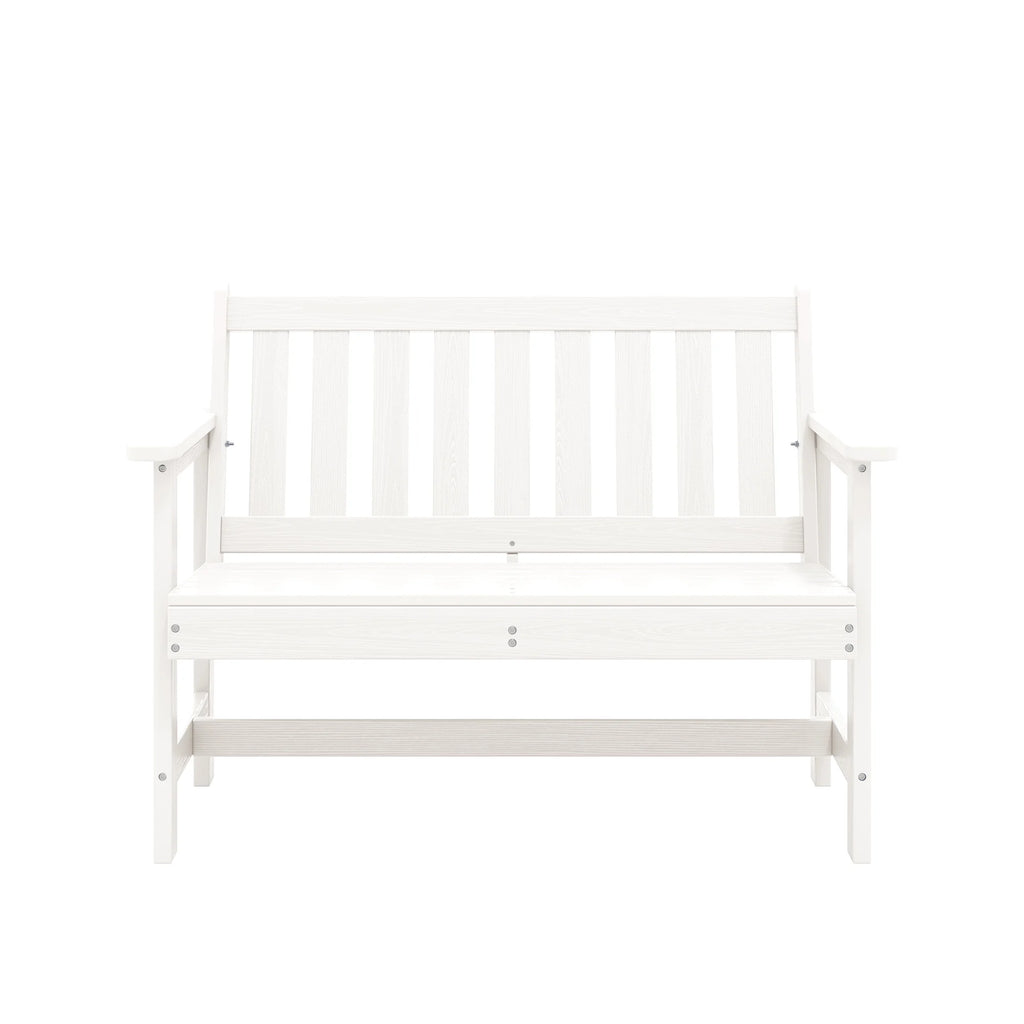 SERWALL Outdoor Bench for 2-Person, Weather-Resistant HDPE with Aluminum Reinforcement, Supports 660 lbs, Comfortable Seating for Patio, Garden, and Porch, Black