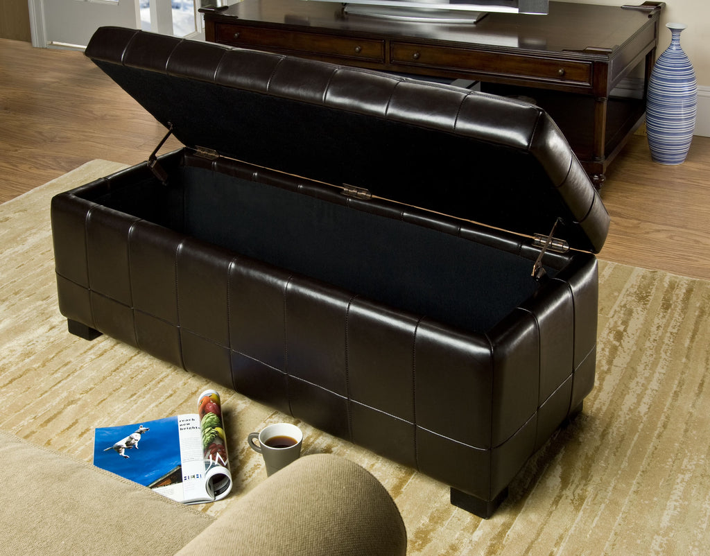 SAFAVIEH Large Manhattan Rustic Tufted Storage Bench, Brown