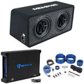 Memphis Audio PRXE12D2 1200w Dual 12" Subwoofers+Enclosure Box+Amplifier+Amp Kit