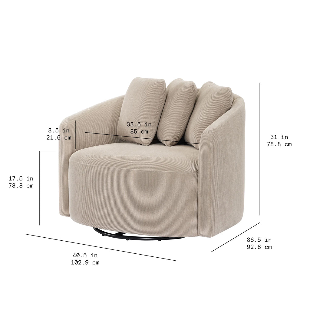 Beautiful Drew Accent Chair by Drew Barrymore, Cream Boucle