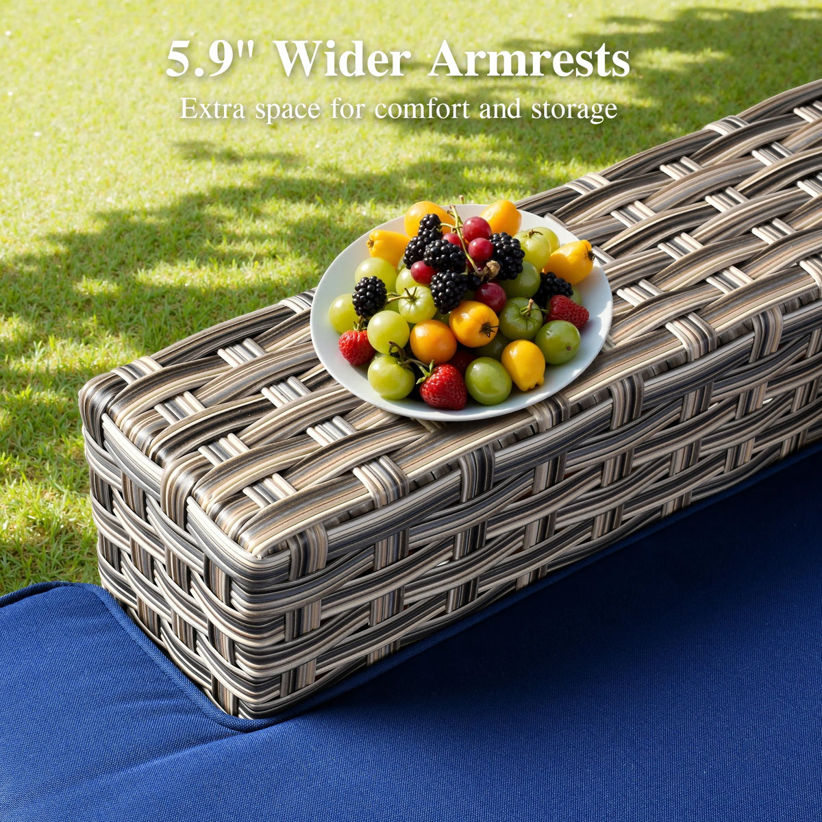 Ovios 10 Pieces Outdoor Patio Furniture Modern High-Back All-Weather Wicker Sectional Conversation Set with Propane Fire Pit Table & Swivel Chair, Dark Gray