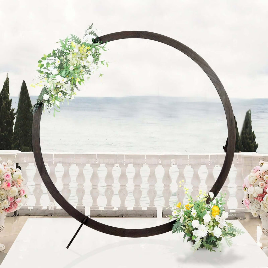 Efavormart 7FT Rustic Square Wedding Arch Wooden Backdrop Stand, Wedding Ceremony Arch - Brown