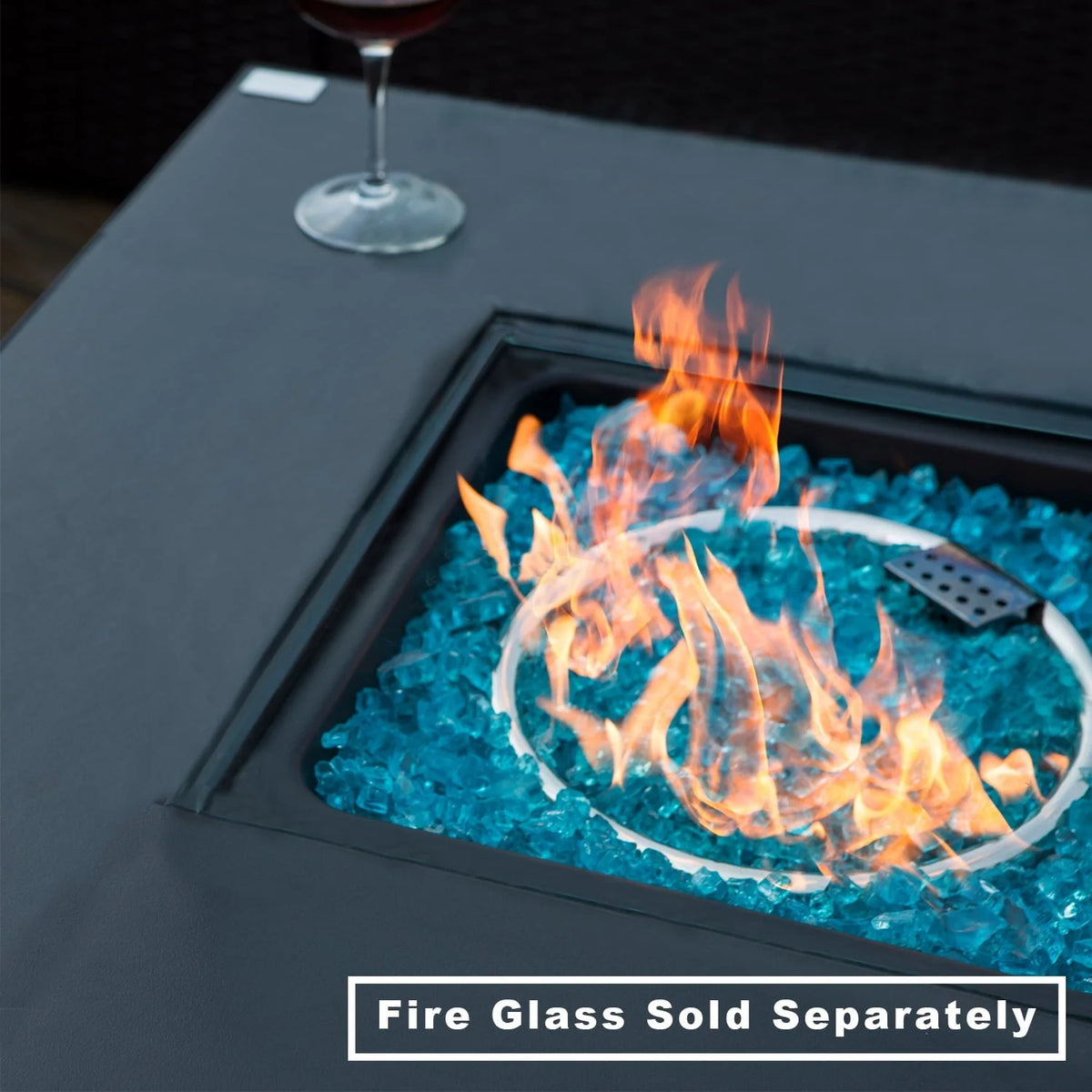 COSIEST Outdoor Propane Fire Pit 32-inch Square Espresso Brown Wicker Fire Table