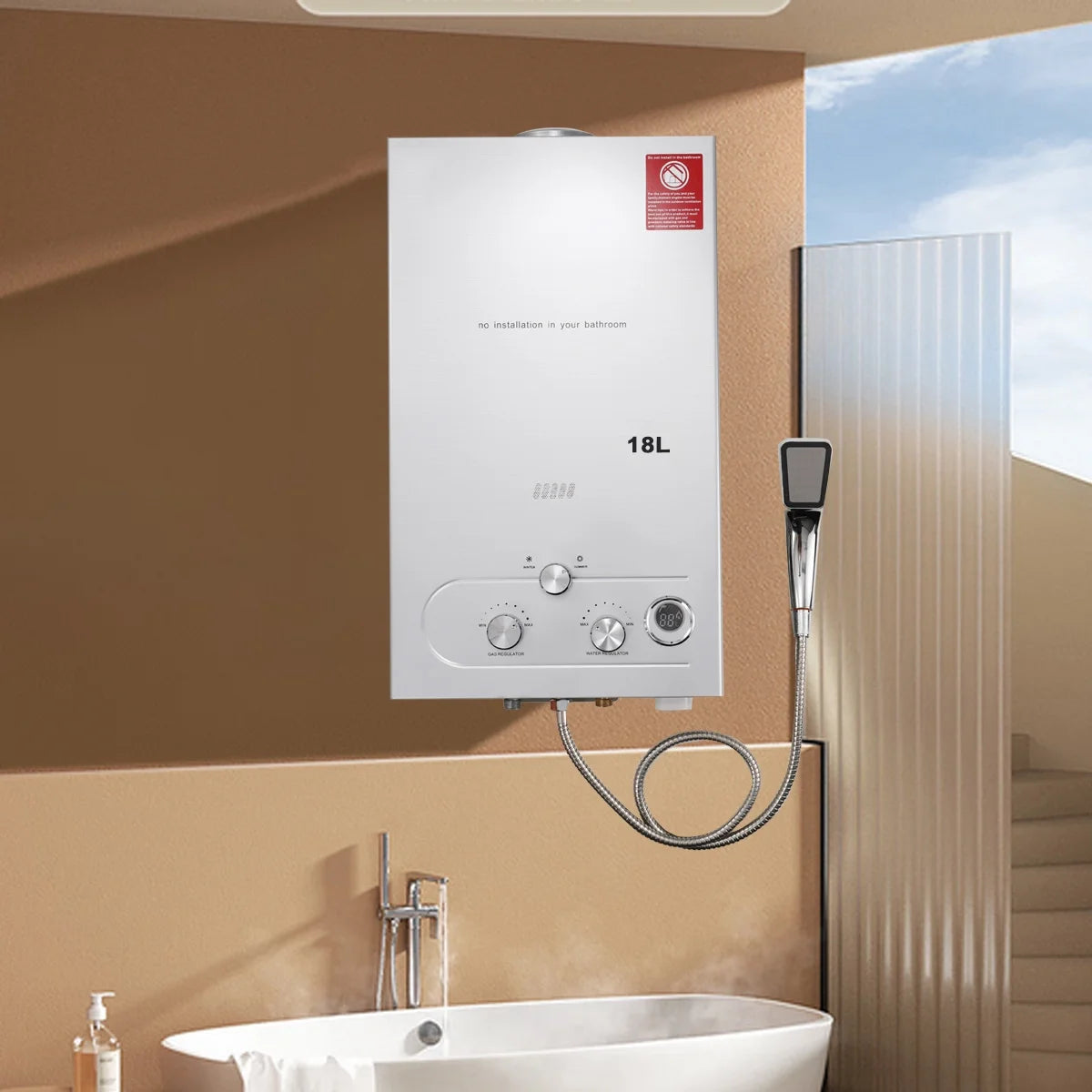NICCOO 18L Instant Hot Gas Water Heater Portable Outdoor LPG Camping Shower System