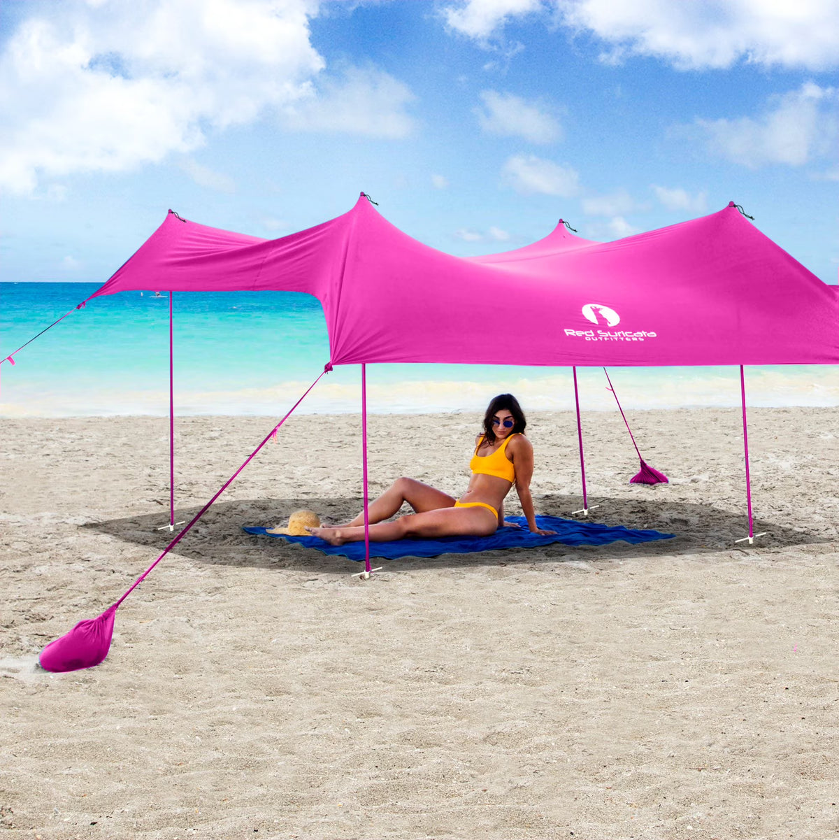 Red Suricata Pink Family Beach Sun Shade Canopy Tent Sunshade with sand anchors