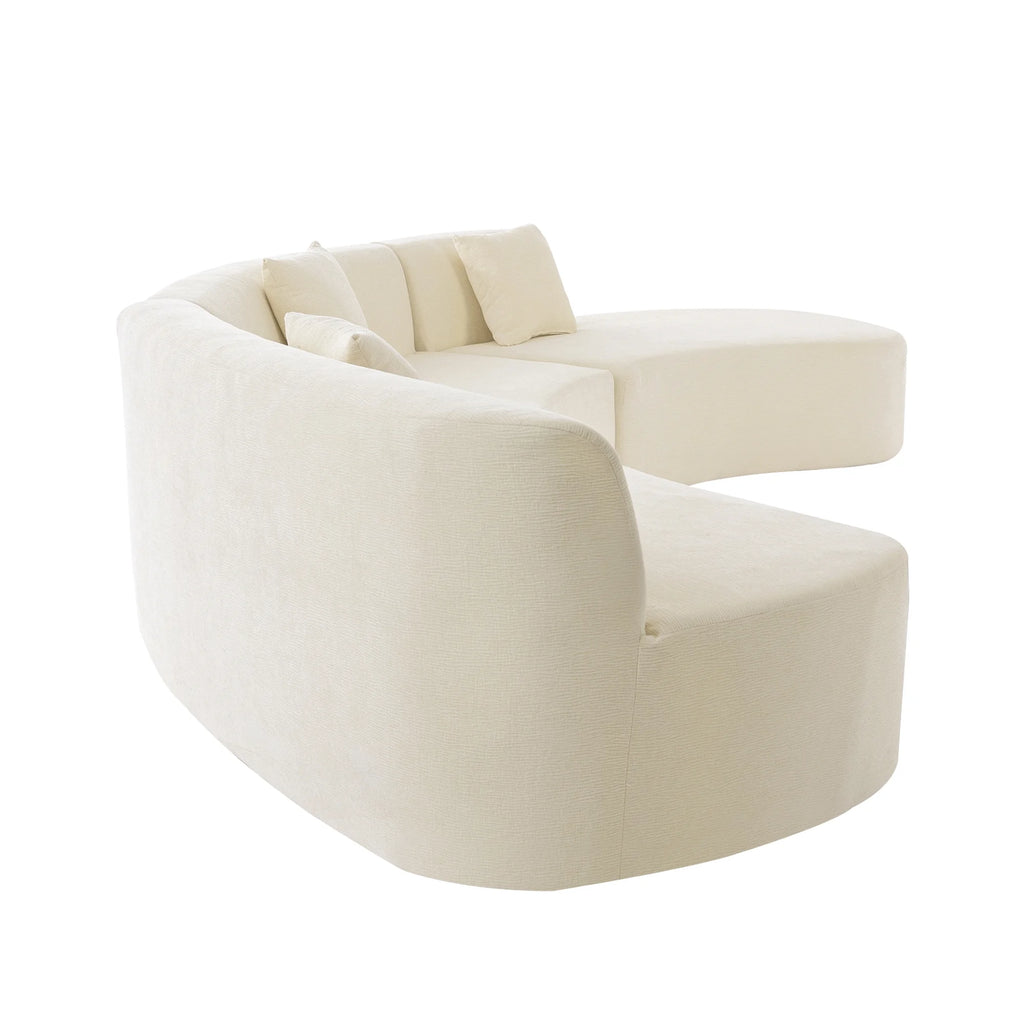 Harper & Bright Designs Modern Curved Floor Sofa Set, Modular Sectional Sponge Couch for Living Room, 2 PC Free Combination No Assembly Foam-Filled Sofa, Beige