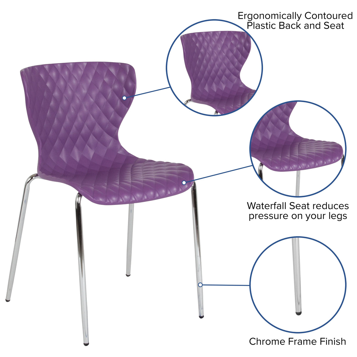 BizChair 4 Pack Contemporary Design Orange Plastic Stack Chair