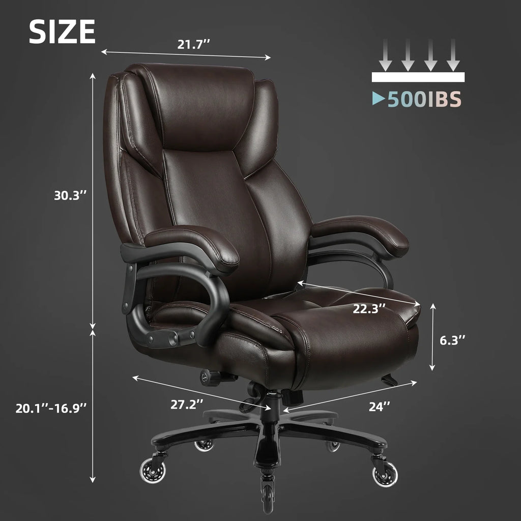 Waleaf Heavy Duty Big and Tall Office Chair 500lbs with Adjustable Lumbar Support,High Back Office Chair for Adults