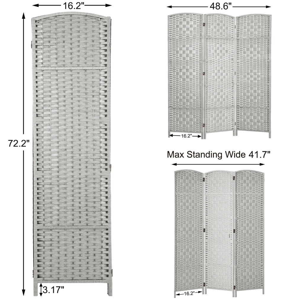 3-Panel Room Divider, 6 ft Office Partition Walls Wood Divider Folding Portable Privacy Screen, Room Dividers and Folding Privacy Screens for Home, Room Separator Wall Dividers,Black