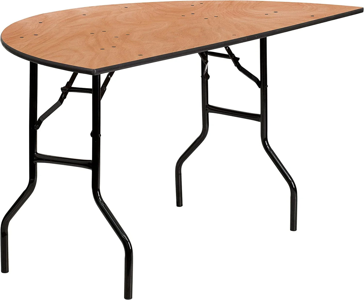 BizChair 5-Foot Half-Round Wood Folding Banquet Table - Event & Catering Table