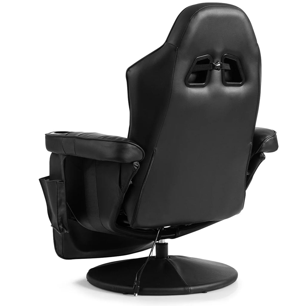 Goplus Massage Gaming Recliner Reclining Racing Chair Swivel Black