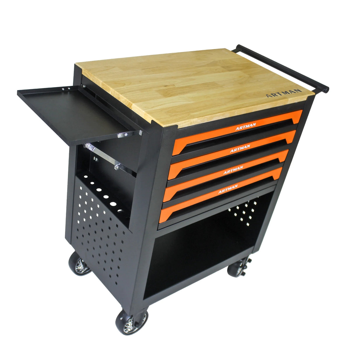 Aukfa 30 inch Mechanic's Tool Cart, 700 LB Capacity 4-Drawer Tool Chest on Wheels for Garage, Black
