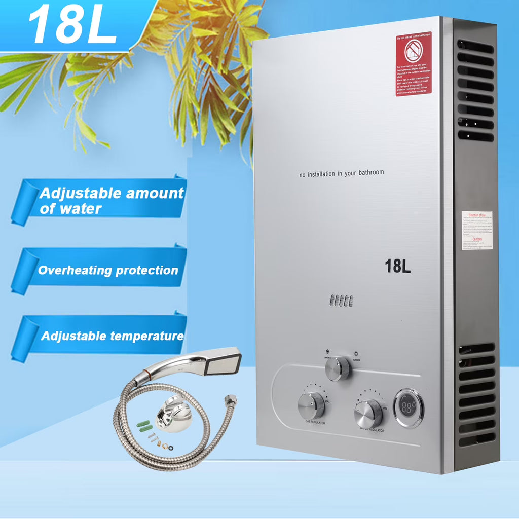 NICCOO 18L Instant Hot Gas Water Heater Portable Outdoor LPG Camping Shower System