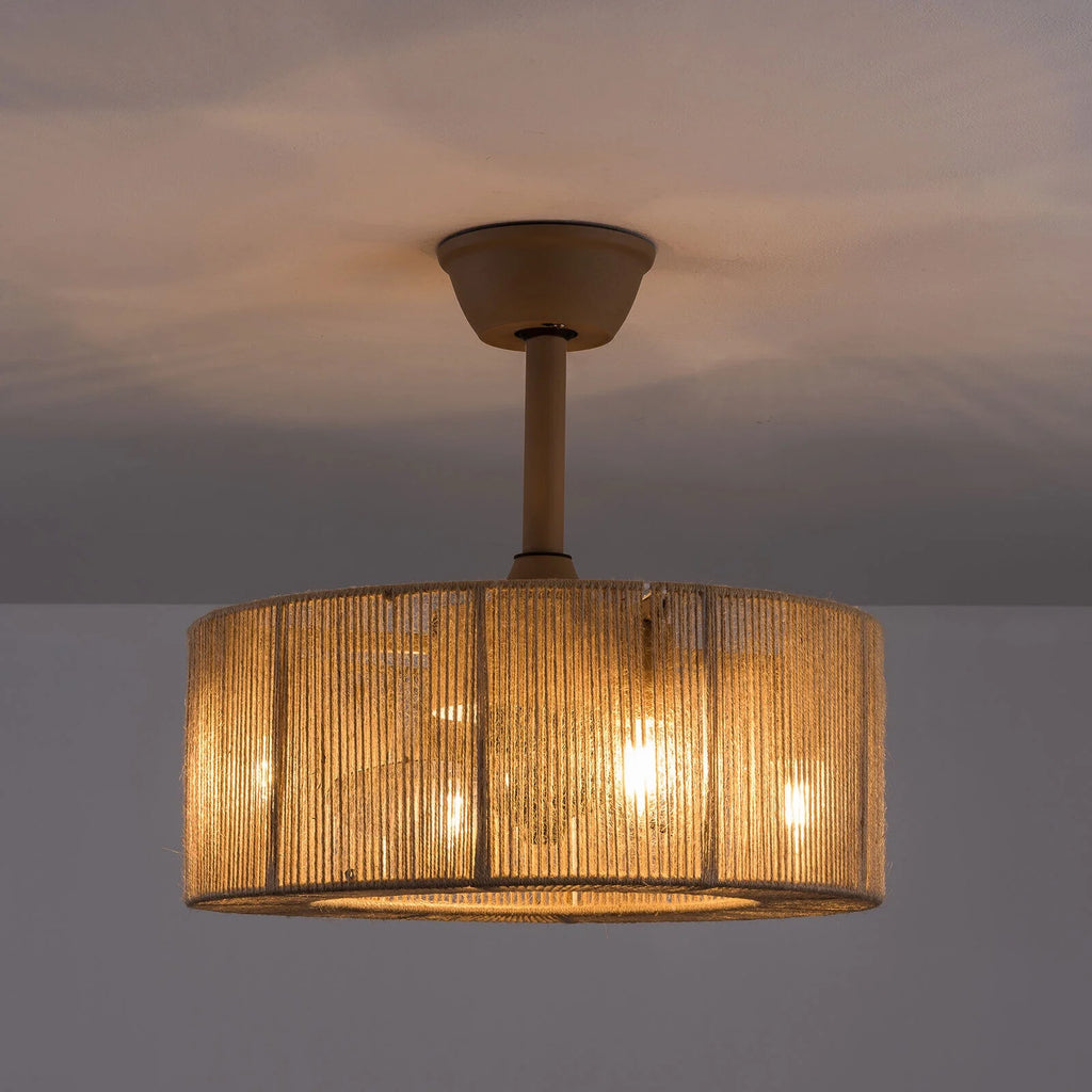 Caged Ceiling Fan Light 6 Speeds Living Room Chandelier Hanging Lamp with Remote