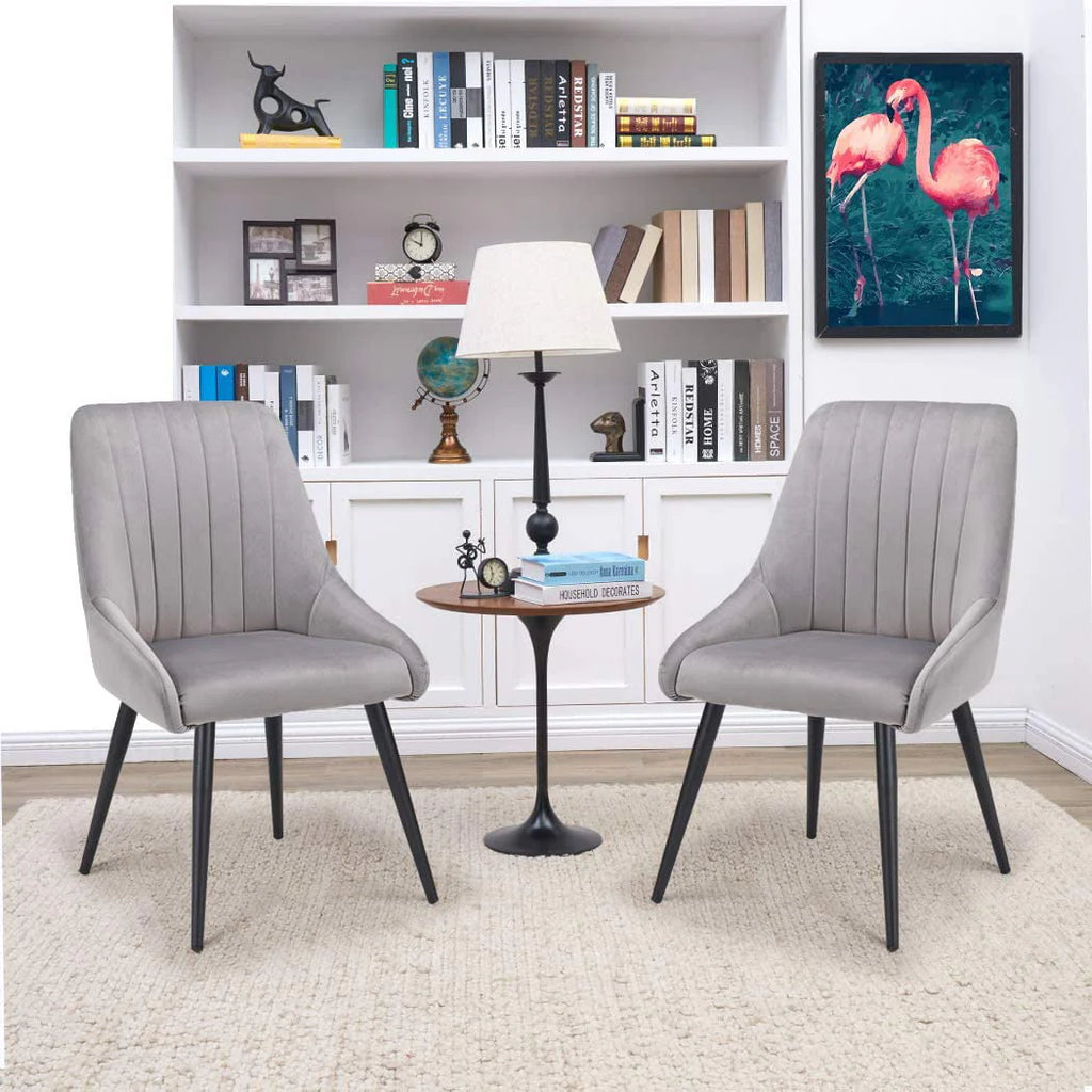 Duhome Velvet Dining Chairs Set of 2 Side Chairs for Dining Room, Modern Accent Chairs Upholstered Office Guest Chair, Gray