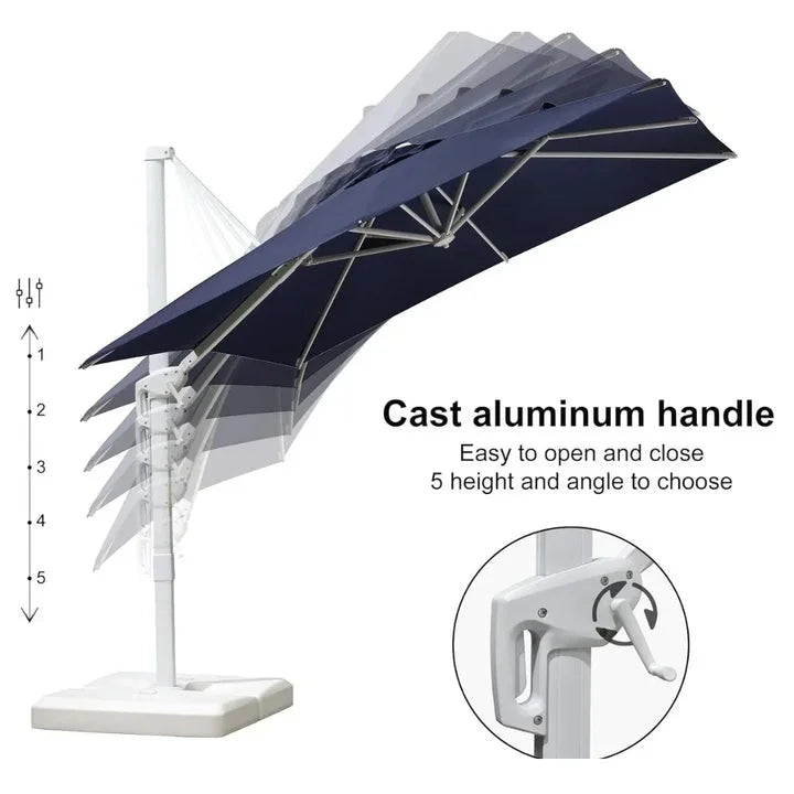 PURPLE LEAF 9 �� 11.5 FT Patio Umbrella White Cantilever Offset Umbrella Rectangle Outdoor Umbrella with 360�� Rotation for Garden Deck Pool, Beige
