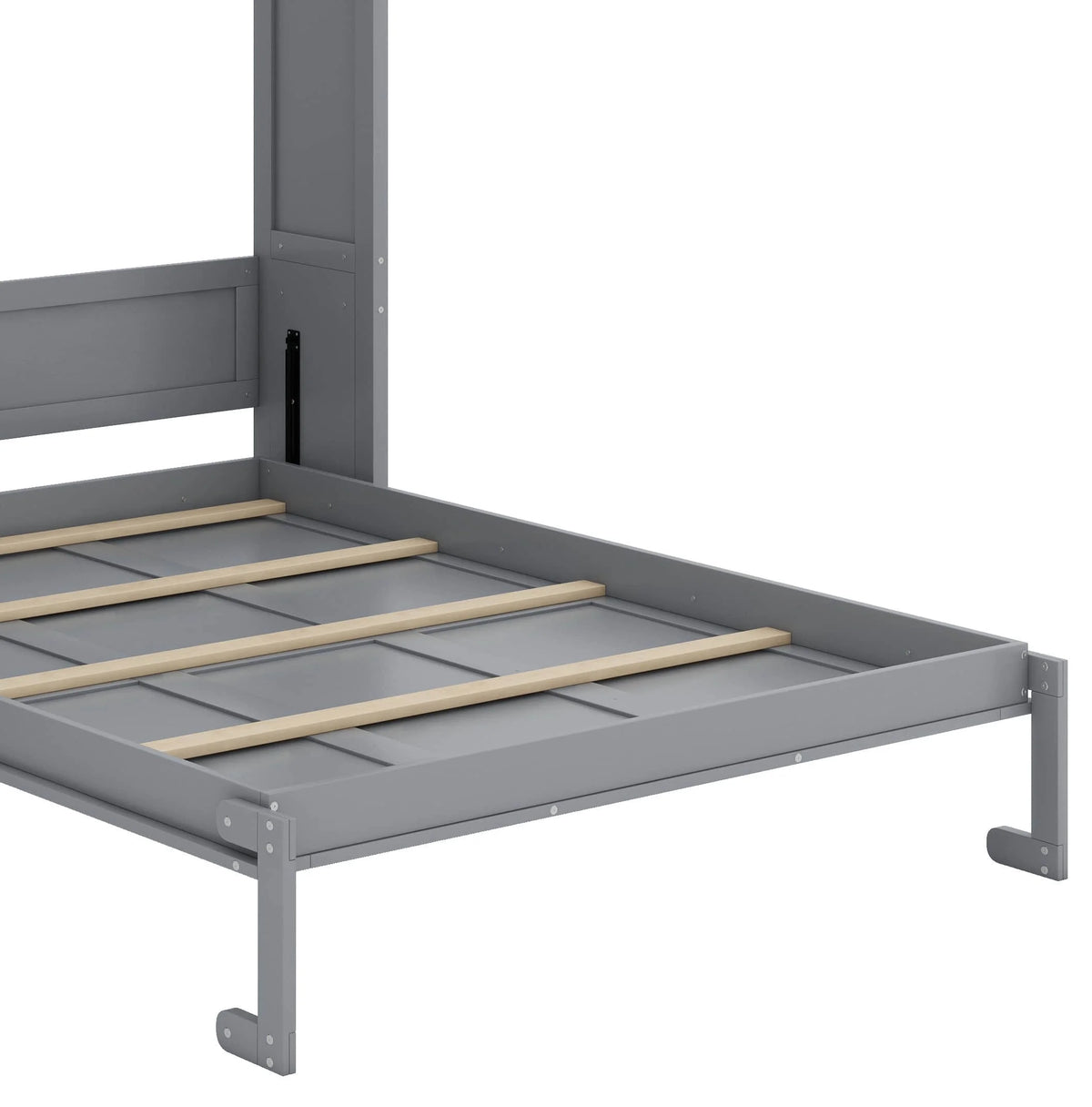 YunNianYang Queen Size Gray Murphy Bed Wall Bed with Shelves