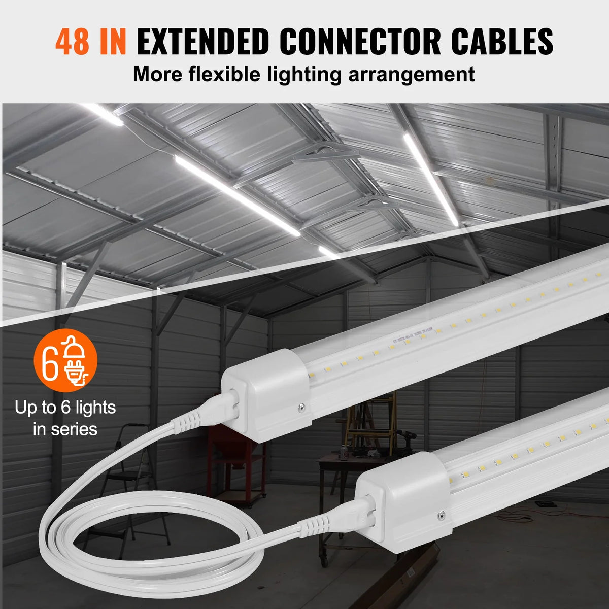 SKYSHALO 10 Pack 4 FT LED Shop Light 40W Linkable Ceiling Shop Light Fixture 6500LM