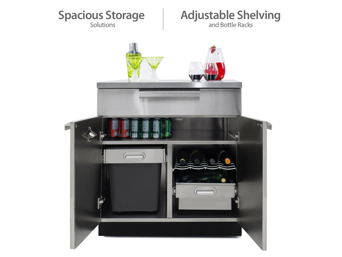 NewAge Products Outdoor Kitchen 4 Piece Cabinet Set in Stainless Steel with Countertop and Covers