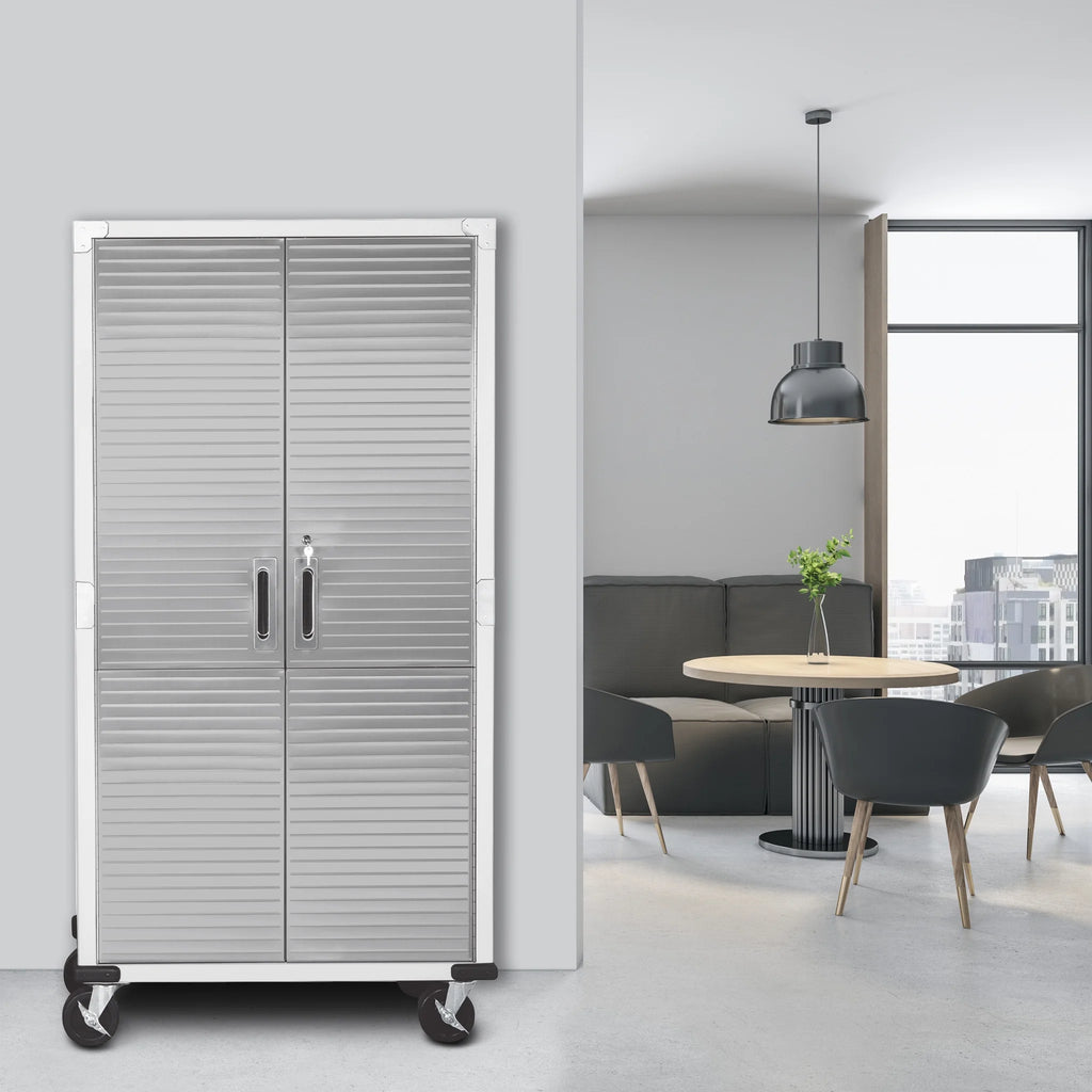 Seville Classics UltraHD Steel Body Lockable Storage Filing Cabinet Organizer Locker Shelving Unit 36" W x 18" D x 72" H, Granite