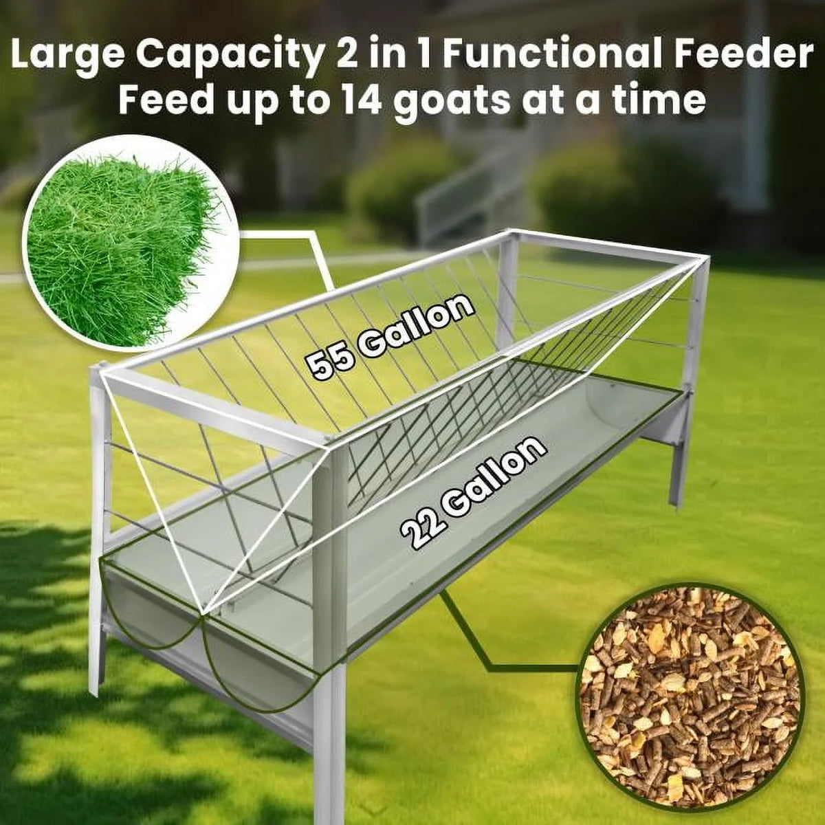 Stainless Steel Livestock Feed Stand, 2-in-1 Hay Water Trough, Heavy-Duty Joints, Ranch Durability