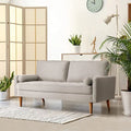Light gray Small Couches, 68 inch Fabric Loveseat Sofa, 2 Seater Couch for Small Space, Button Tufted Seat Cushion, Square Armrest, 2 Throw Pillows, Modern Sofa for Bedroon, Living Room, Apartment