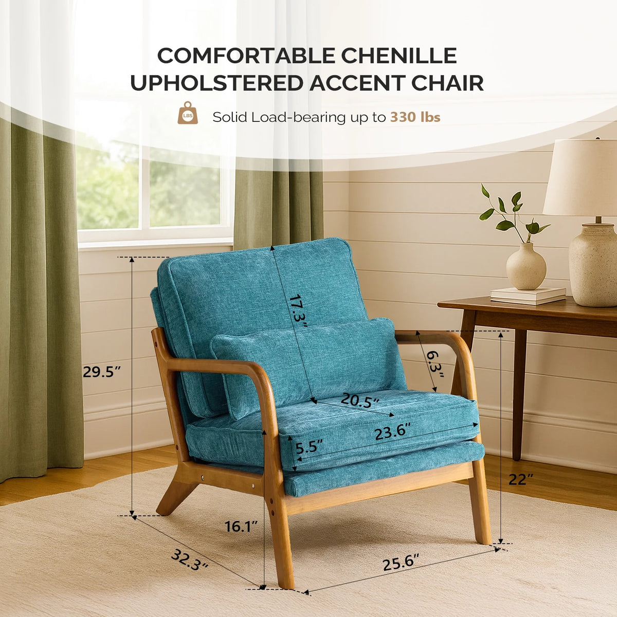 Ktaxon Accent Chair Corduroy Upholstered Armchair, Reading Club Chair with Pillow and Solid Wood Frame for Living Room Bedroom Furniture Off White
