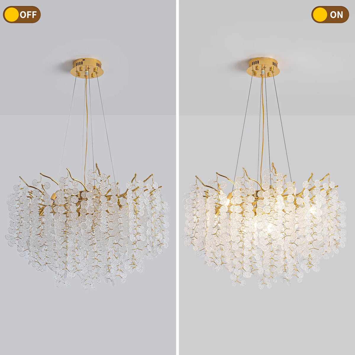 Modern Tree Branch Chandelier,Round Luxury Chandeliers for Dining Room,High Ceiling Chandelier Light Fixture Hanging Pendant Light Fixtures